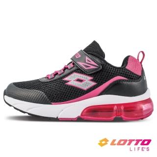 【LOTTO】運動鞋 兒童鞋  Shiny 閃耀氣墊跑鞋(黑/桃-LT1AKR3072)
