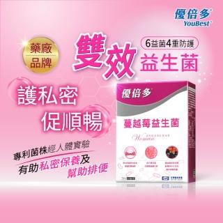 【YouBest 優倍多】蔓越莓益生菌(30包/盒-順暢益生菌.保證35億活菌.菸鹼素 專利私密益菌 女性專用益生菌