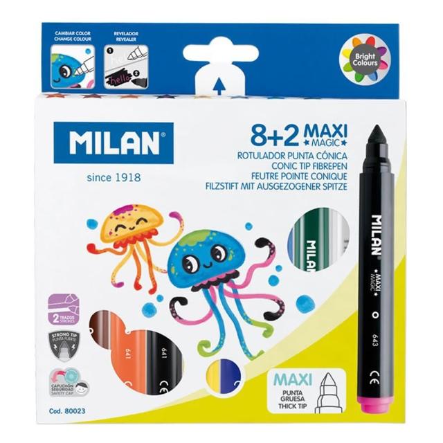 【MILAN】可水洗魔法變色彩色筆(粗筆桿8+2色7.5mm)