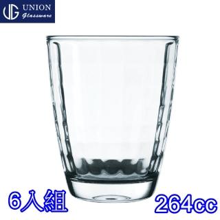 【泰國UNION】玻璃內方格水杯威士忌杯264cc(六入組)