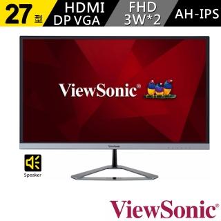 【ViewSonic 優派】VX2776-SMHD 27型 薄邊框電腦螢幕(16:9/AH-IPS/75Hz/HDMI/DisplayPort/VGA/含喇叭)