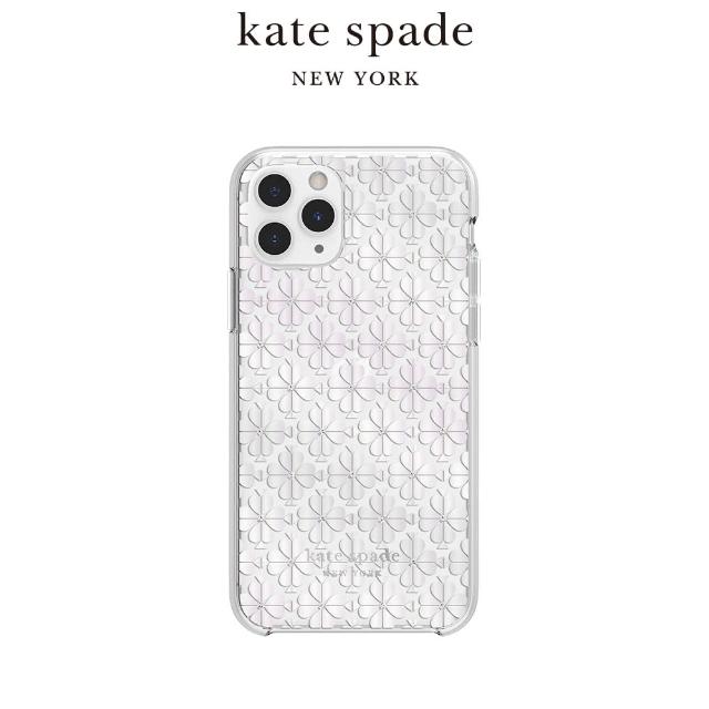 【KATE SPADE】iPhone 11 Pro 手機保護殼/套(黑桃白花+白色鑲鑽)