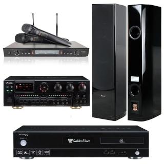 【金嗓】點歌機4TB+擴大機+無線麥克風+迴授抑制器+喇叭(CPX-900 F1+AK-7+SR-889PRO+RF-28R 黑)