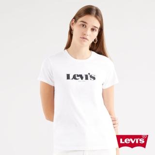 【LEVIS】女款 短袖T恤 / 復古摩登Logo / 質感立體膠印 / 白 熱賣單品