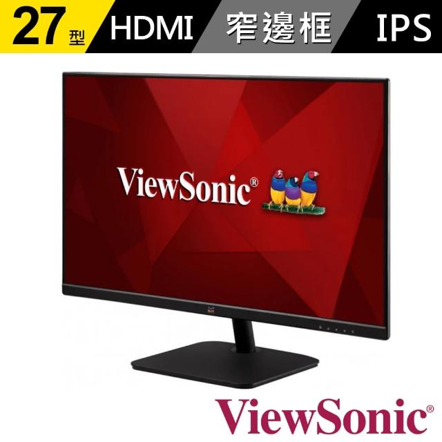 【ViewSonic 優派】VA2732-MHD 27型 IPS薄邊框電腦螢幕(16:9/IPS/75Hz/HDMI/VGA/DP/含喇叭)