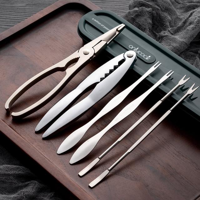 【PUSH!】餐具用品 吃蟹工具豪華6件套 螃蟹 大閘蟹工具 蟹針 蟹夾(吃螃蟹工具 蟹 大閘蟹 D248)
