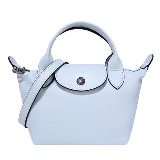 【LONGCHAMP】LE MINI PLIAGE CUIR系列小羊皮短把兩用水餃包(迷你/天澄)