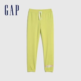 【GAP】女童 碳素軟磨 法式圈織系列 Logo鬆緊長褲(866238-黃色)