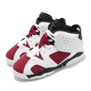 【NIKE 耐吉】籃球鞋 Jordan 6 Retro 童鞋 經典款 喬丹六代 復刻 穿搭 中童 白 紅(384666-106)