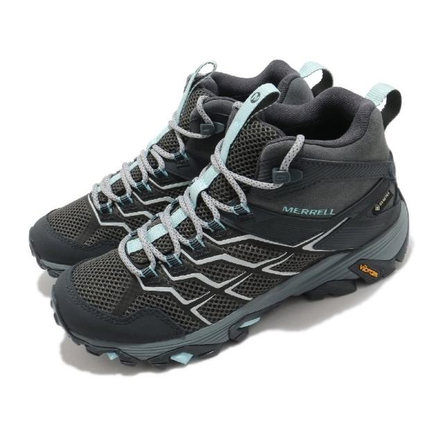 【MERRELL】戶外鞋 Moab FST 2 Mid GTX 女鞋 登山 越野 耐磨 黃金大底 防水 中筒 灰 綠(ML500094)