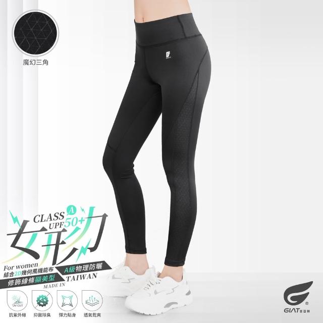【GIAT 吉亞特】台灣製MIT女形力側紋排汗防曬彈力機能褲(S-XL 瑜珈.健身.休閒.跑步.登山)