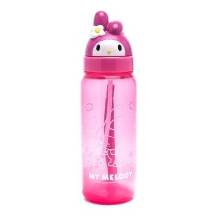 【SANRIO 三麗鷗】美樂蒂造型頭掀蓋吸管水壺 500ml 粉(餐具雜貨)