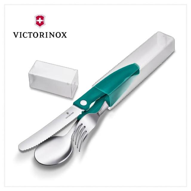 【VICTORINOX 瑞士維氏】餐具三件組 Swiss Classic 削皮刀、叉、匙套裝 黑色/綠色(6.7193.3F/6.7194.3FC1)