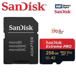 【SanDisk 晟碟】[極速全新版] 256GB ExtremePRO A2 記憶卡 附SD轉卡(高速讀取170MB/s 原廠永久保固)