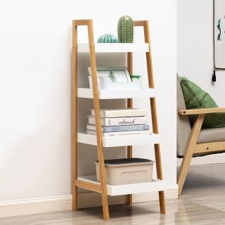 【HappyLife】楠竹梯形四層收納架 高95公分 Y10116(展示架 書架 四層架 客廳收納架 落地置物架)