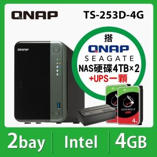 【QNAP 威聯通】TS-253D-4G 2Bay NAS 網路儲存伺服器 搭希捷 4TB*2 +APC UPS BV500