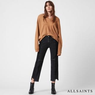 【ALLSAINTS】IVANA 柔軟溫暖喀什米爾羊毛混紡V領毛衣-棕褐色