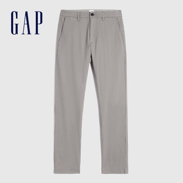 【GAP】男裝 商務風中腰直筒型休閒褲(810720-煙灰色)