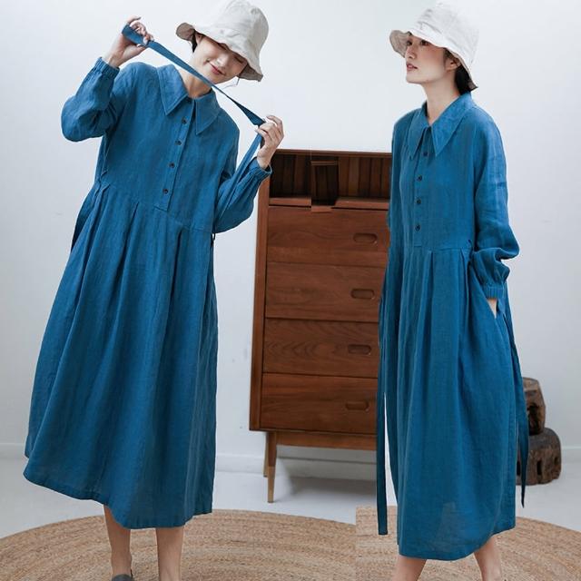 【設計所在】亞麻寬鬆長裙子復古洋裝 Q201119(S-L可選)