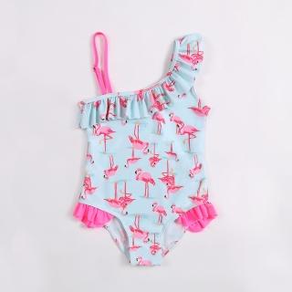 【橘魔法】紅鶴不對稱荷葉連身泳衣 連身 泳衣(橘魔法 Baby magic 現貨 童裝 兒童 女童 中小童)