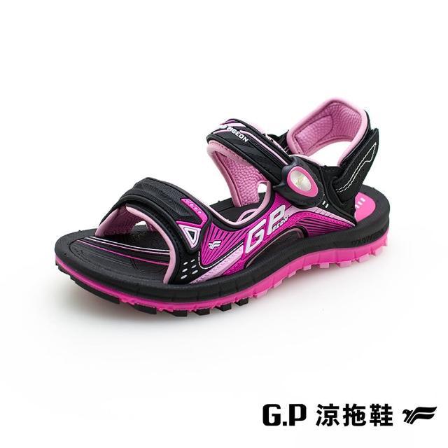G.P【G.P】兒童雙層舒適緩震磁扣兩用涼拖鞋G1697BW-黑桃色(SIZE:33-37 共二色)