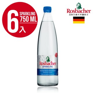 【Rosbacher 洛斯巴赫】德國平衡補給氣泡礦泉水(玻璃瓶6入x750ml)