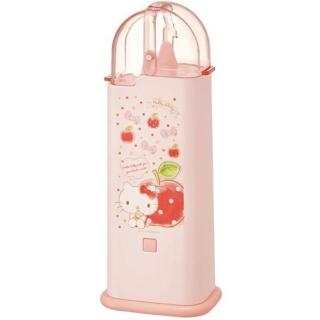 【小禮堂】Hello Kitty 日製 掀蓋塑膠餐具收納盒 筷盒 餐具筒 廚具盒 《粉 蘋果》