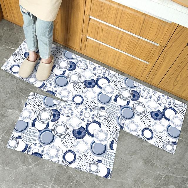 【半島良品】買長送短-防油防水減壓皮革廚房地墊120x45+75x45cm(多款選 台灣印刷 輕回彈 減壓好清潔)
