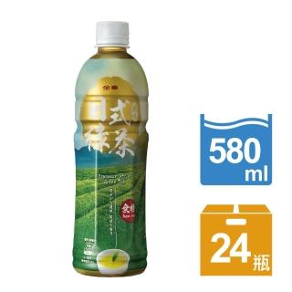 【金車/伯朗】金車日式風味綠茶-無糖580mlx24入/箱