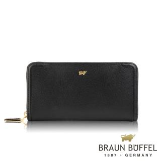 【BRAUN BUFFEL 德國小金牛】台灣總代理 SUPERSTAR-C 12卡拉鍊長夾-黑色(BF674-602-BK)