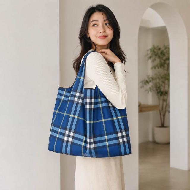 【FIFIOO 杏屋家居】超質感厚實環保摺疊購物袋(大款/58x40x18公分)