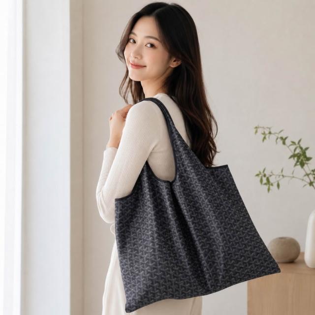 【FIFIOO 杏屋家居】超質感厚實環保摺疊購物袋(大款/58x40x18公分)
