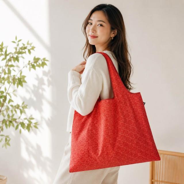 【FIFIOO 杏屋家居】超質感厚實環保摺疊購物袋(大款/58x40x18公分)