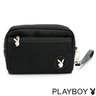 【PLAYBOY】化妝包附手挽帶 Breeze系列(黑色)