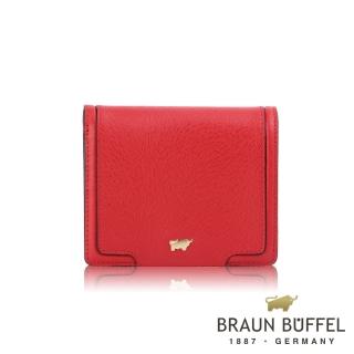 【BRAUN BUFFEL 德國小金牛】台灣總代理 SUPERSTAR-C 5卡兩折短夾-紅色(BF674-401-RD)