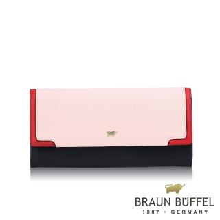 【BRAUN BUFFEL 德國小金牛】台灣總代理 SUPERSTAR-C 12卡兩折長夾-撞色(BF674-621-MT)