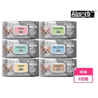 【Absorb Plus】寵物活性碳濕紙巾80抽(6包組)