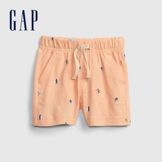 【GAP】嬰兒 布萊納系列 童趣抽繩裝飾休閒短褲(820153-杏粉色)