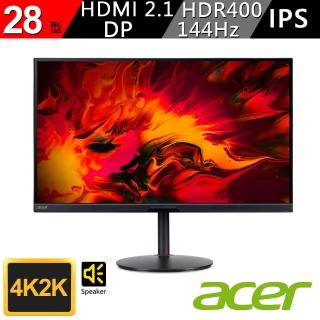 【Acer 宏碁】XV282K KV 28型IPS廣視角電競螢幕(16:9/AMD FreeSync /144Hz)
