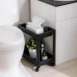 【樂嫚妮】多用途雙層置物架 附輪設計 層架(收納架 收納層架 推車)