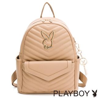 【PLAYBOY】後背包 Diamond系列(杏色)