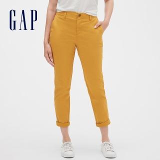 【GAP】女裝 簡約素色直筒型休閒褲(269754-深黃色)