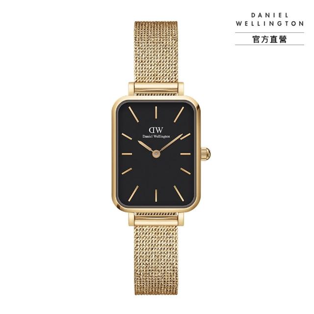 【Daniel Wellington】DW 手錶 Quadro Melrose 20x26mm麥穗式金屬編織小方錶(兩色 DW00100432)