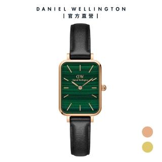 【Daniel Wellington】Quadro Sheffield 20x26mm經典黑真皮皮革小方錶(DW手錶女錶 兩色)