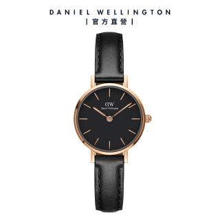 【Daniel Wellington】Petite Sheffield 24mm經典黑真皮皮革錶(DW手錶女錶 DW00100444)