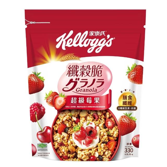 【家樂氏Kelloggs】纖穀脆任選x4包(蜂蜜杏仁/榛果可可/鮮摘草莓/黑巧野莓/超級莓果/豐富堅果)