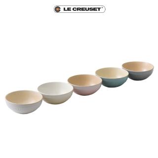 【Le Creuset】瓷器悠然恬靜系列沙拉碗組15cm-5入(棉花白/蛋白霜/貝殼粉/海洋之花/迷霧灰)