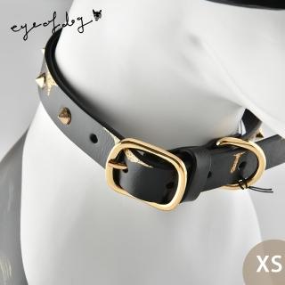 【eye of dog】手繪皮革項圈 寵物項圈 狗項圈 金色鑲邊+鉚釘 XS