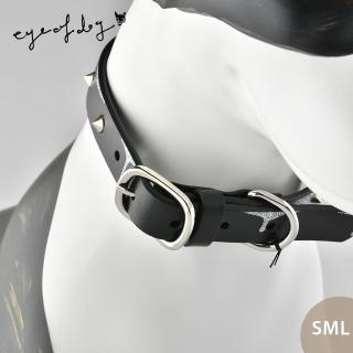 【eye of dog】手繪皮革項圈 寵物項圈 狗項圈 銀色鑲邊+鉚釘 SML