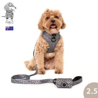 【Pablo & Co】牽繩 寵物牽繩 狗牽繩 黑灰小花豹 2.5cm